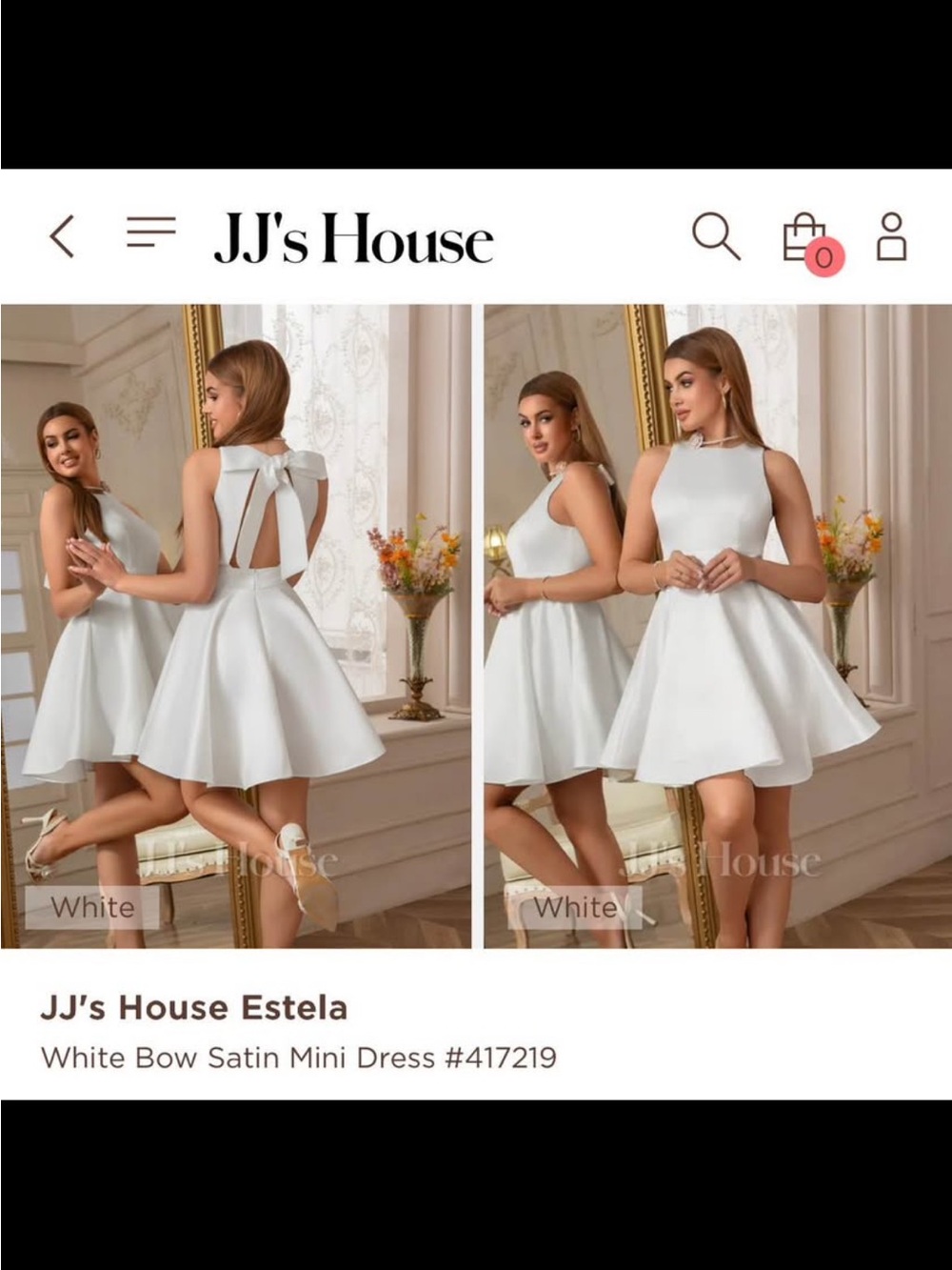 JJ's House White Bow Satin Mini Dress